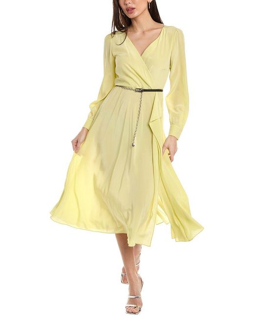 Max Mara Yellow Studio Dionea Silk Midi Dress