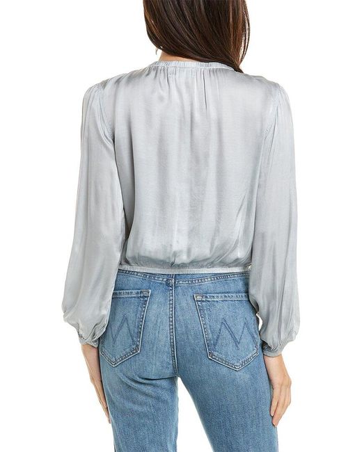 Bella Dahl Gray Elastic Shirred Top