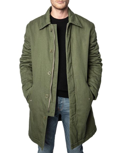 Zadig & Voltaire Keith Cotton Parka Jacket in Green for Men | Lyst