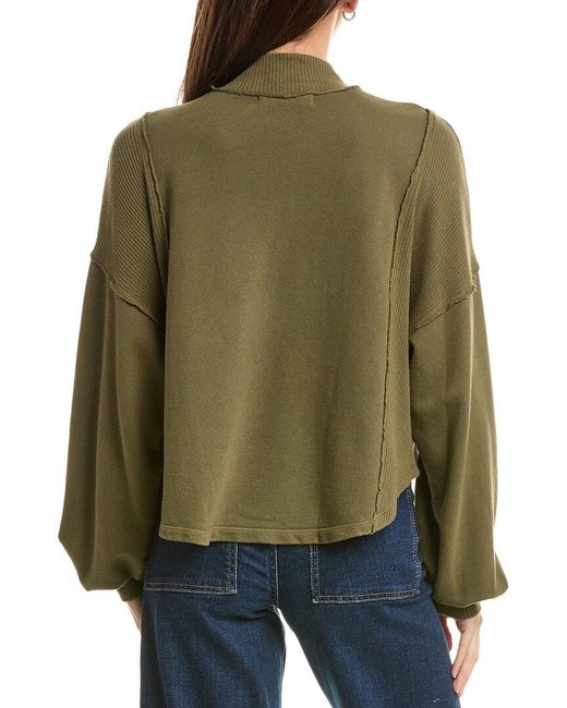 Project Social T Green Jayde Seamed Half Zip Sweatshirt