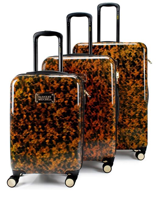 Badgley Mischka Brown Essence Hard Spinner 3pc Luggage Set