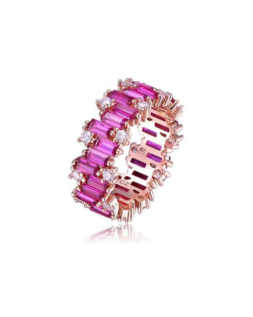 Genevive Jewelry Pink 18k Rose Gold Vermeil Cz Ring