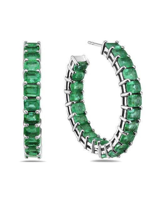 Forever Creations USA Inc. Green Forever Creations 14k 7.00 Ct. Tw. Emerald In-out Hoops