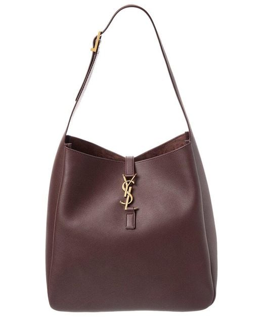 Saint Laurent Purple Le 5 A 7 Supple Large Leather Hobo Bag