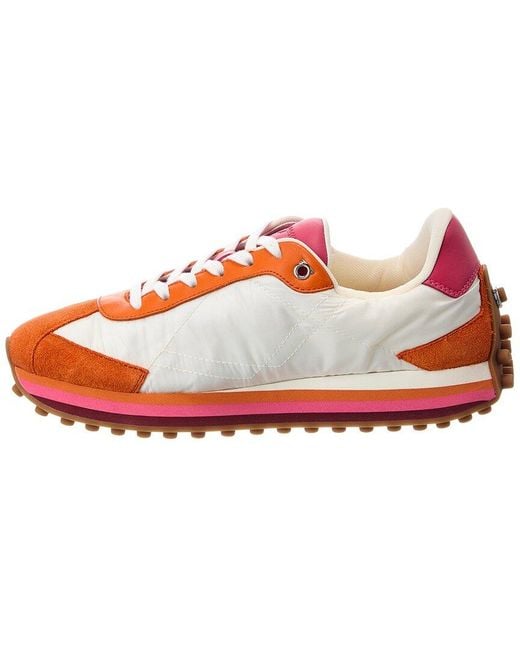 Ferragamo Pink Iggy Leather-Trim Sneaker