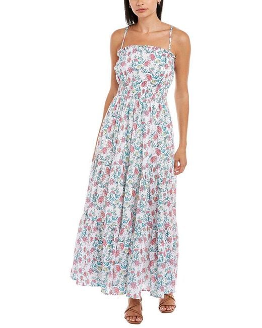 CELINA MOON Cotton Smocked Maxi Dress | Lyst UK