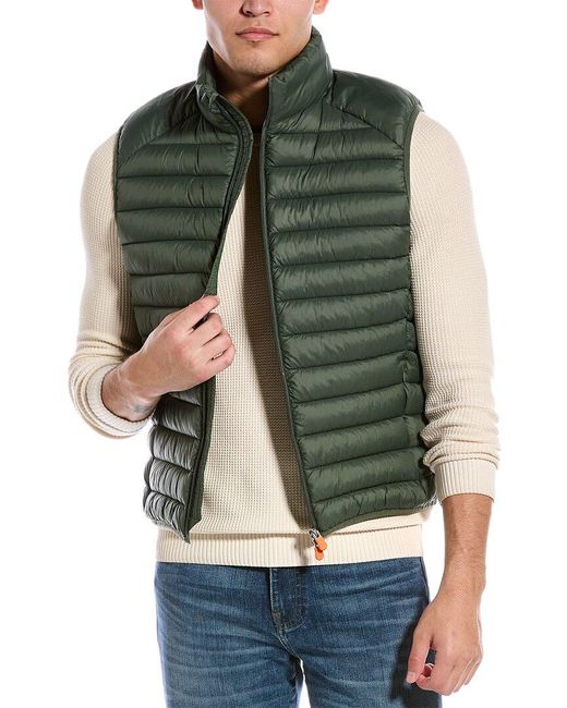 Save The Duck Adam Basic Puffer Vest in Green for Men | Lyst