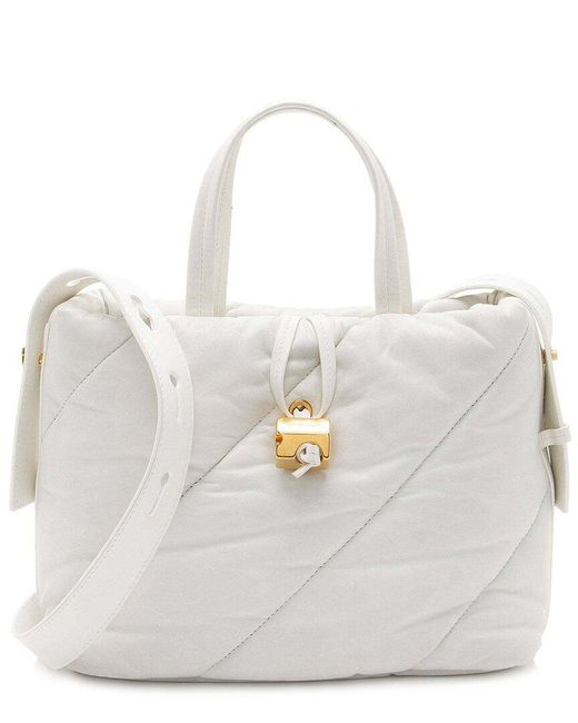 Off-White c/o Virgil Abloh White Off- Leather Nailed Zipped Tote (Authentic Pre-Loved)