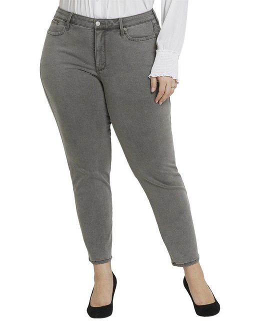NYDJ Women's Gray Plus Stella Palmas Tapered Jean