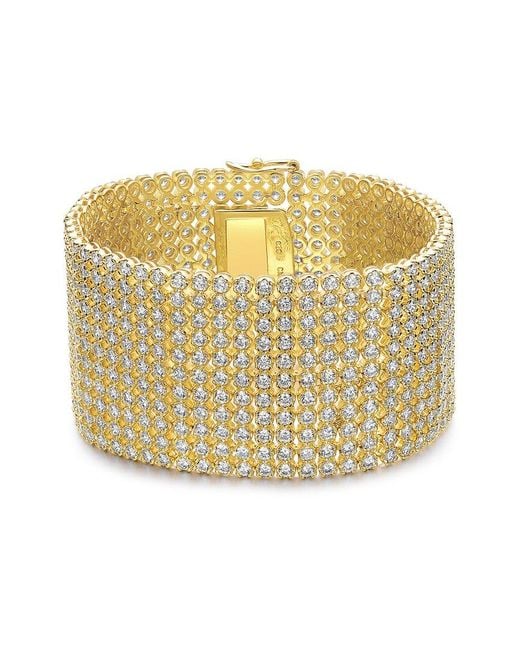 Rachel Glauber Metallic 14k Plated Cz Lux Mesh Link Bracelet