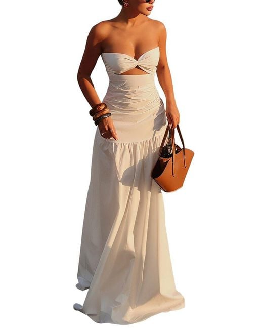 AMINA GLAM White Maxi Dress