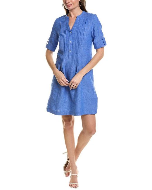 J.McLaughlin Blue Riviera Loose Fit Linen Mini Dress