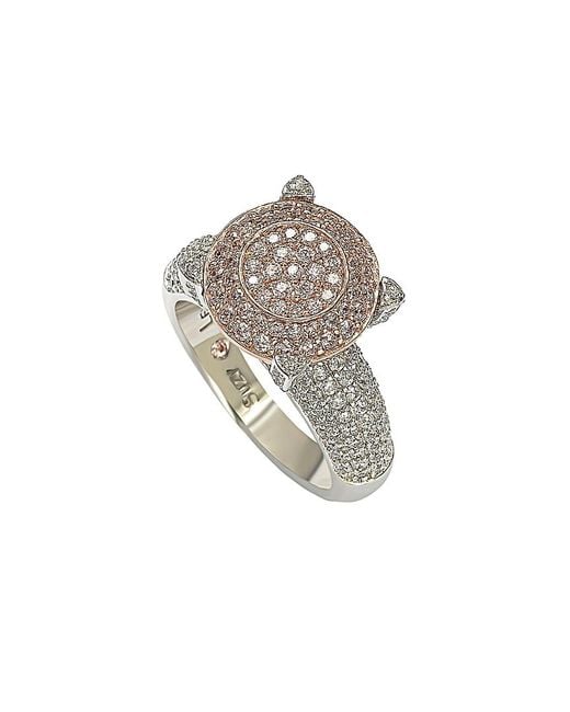 Suzy Levian CZ Jewelry White Suzy Levian Silver Pave Pink Cz Ring
