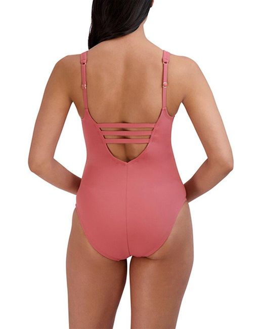 BCBGMAXAZRIA Red Lace-up Grommet One-piece