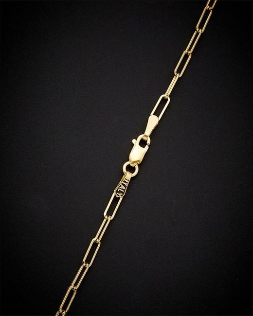 Italian Gold Black 14k Polished Paperclip Chain Necklace