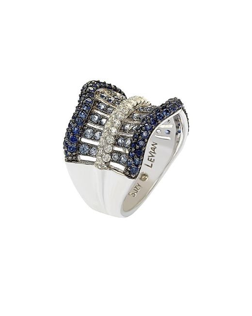 Suzy Levian Gray Silver 3.55 Ct. Tw. Sapphire Ring