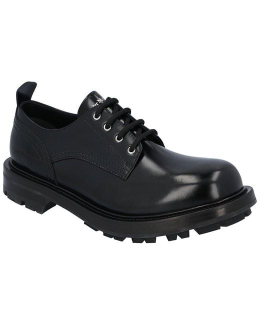 McQueen Black Worker Leather Shoe for men