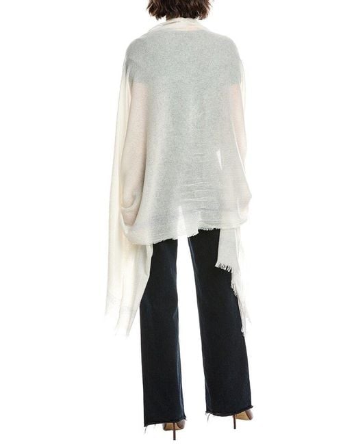 Vince White Lightweight Border Stripe Cashmere Wrap