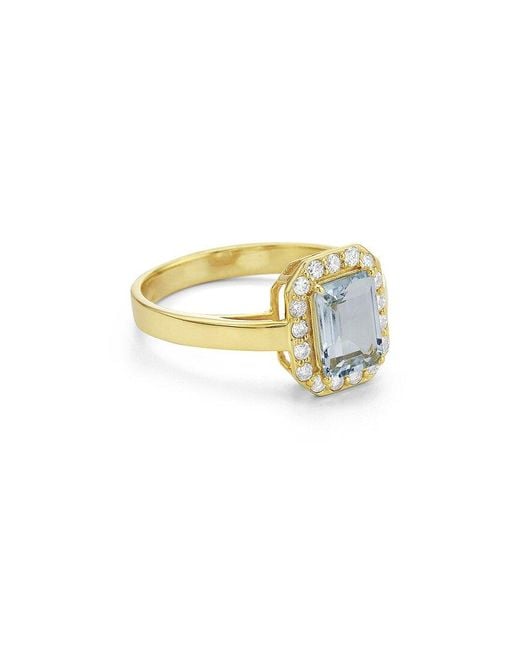Forever Creations USA Inc. Metallic Forever Creations 14k 1.59 Ct. Tw. Diamond & Aquamarine Halo Ring