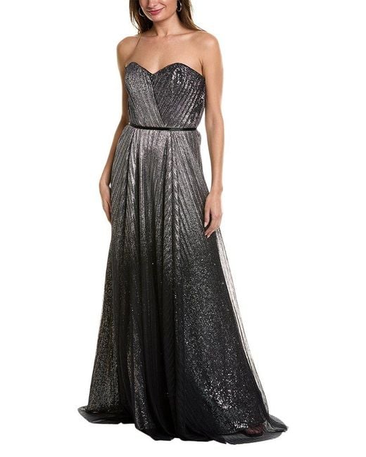 Rene Ruiz Pleated Gown in Black Lyst UK