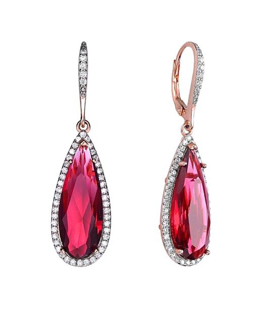 Genevive Jewelry Pink Cz Pear Pop Of Color Drop Earring