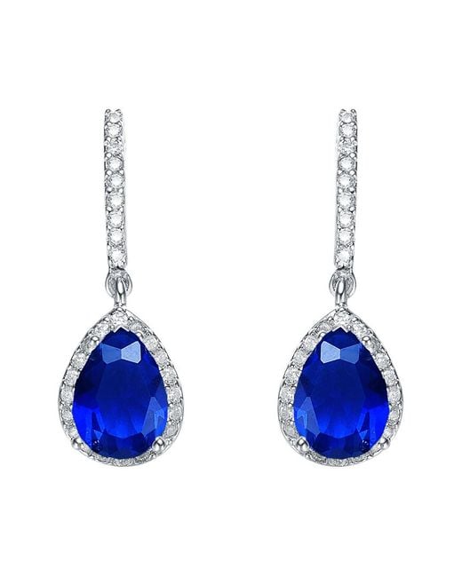 Rachel Glauber Blue Silver Cz Earrings