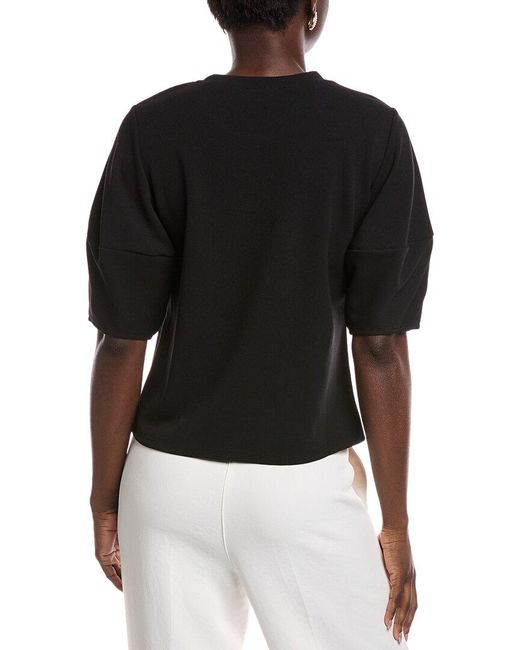 Gracia Black Floral Embroidered Crepe Top
