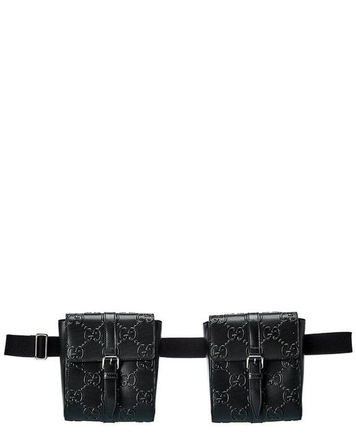 Gucci Black GG Embossed Leather Belt Bag for men