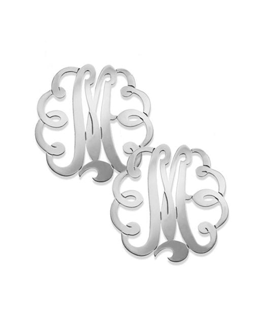 Jane Basch Metallic Swirly Script Initial Studs -Z)