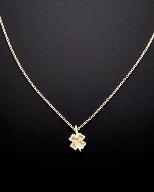Italian Gold Black 14k Clover Pendant Necklace