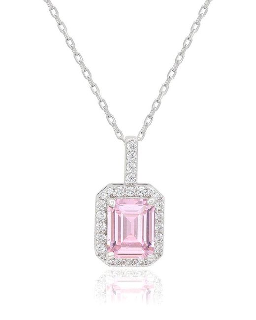 Suzy Levian Pink Silver 0.02 Ct. Tw. Diamond & Gemstone Pendant