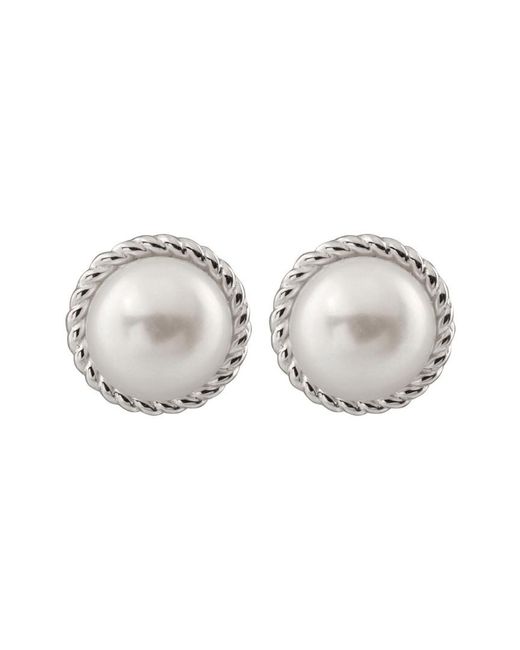 Splendid Gray Rhodium Plated Silver 8-8.5mm Pearl Drop Earrings