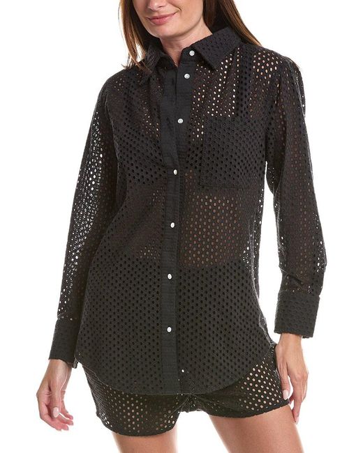 Solid & Striped Black The Bronte Button Down Top