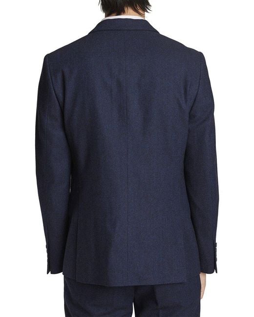 Paisley & Gray Blue Ashton Peak Slim Fit Wool-blend Jacket for men