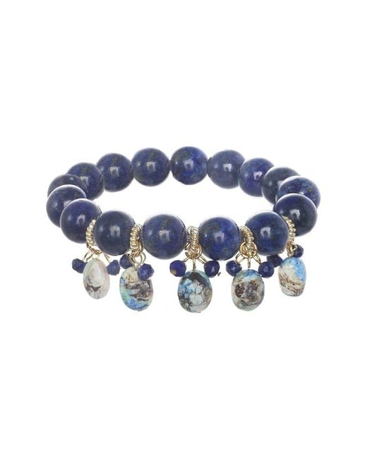 Rachel Reinhardt Jewelry Blue Gemstone Cluster Stretch Bracelet