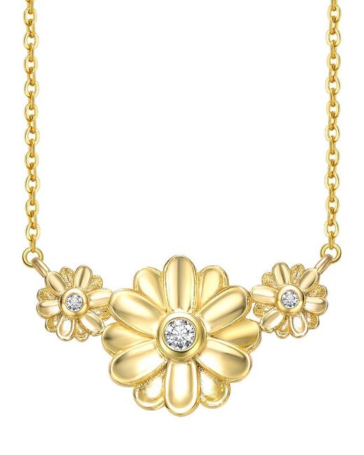 Rachel Glauber Metallic 14k Plated Cz Flower Necklace