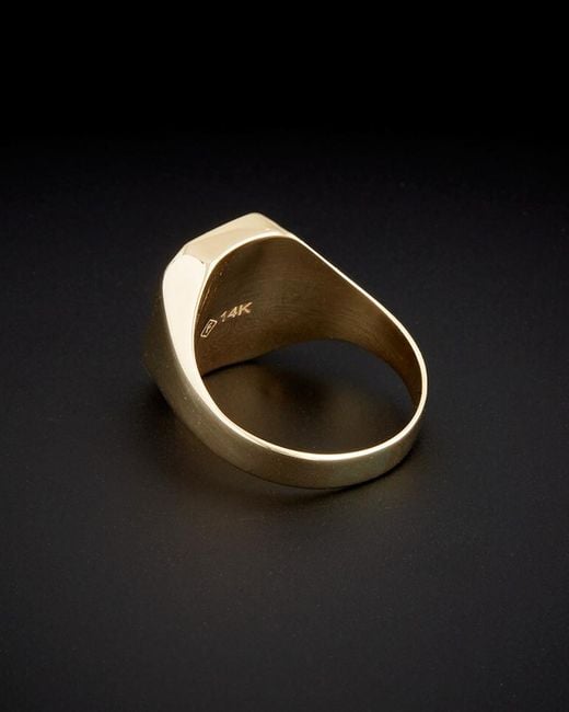 Italian Gold Black 14k Rectangular Signet Ring