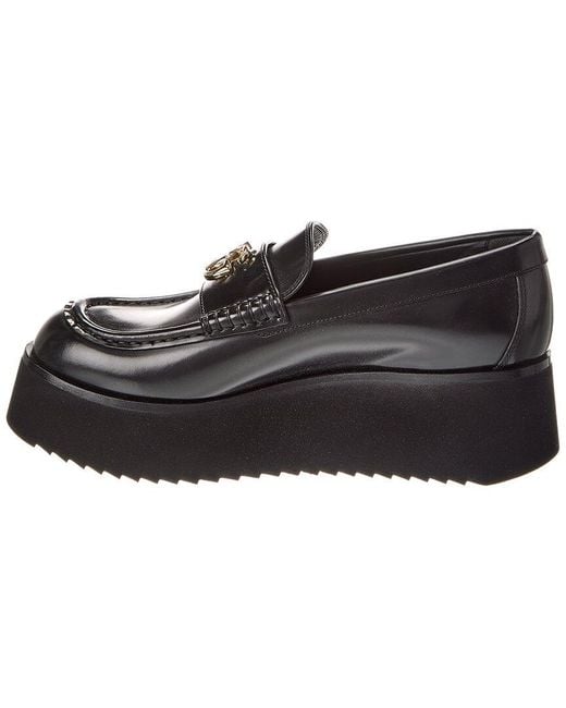 Gucci Black Double G Creeper Leather Loafer