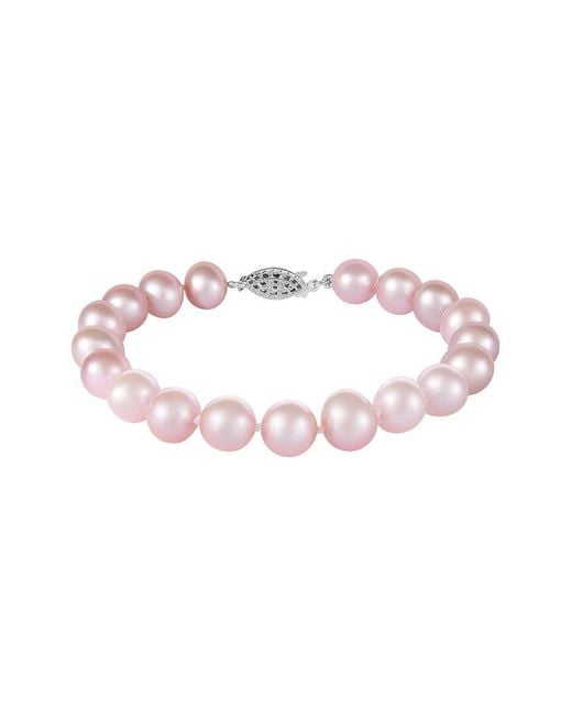 Splendid Pink Silver 8-9mm Pearl Bracelet