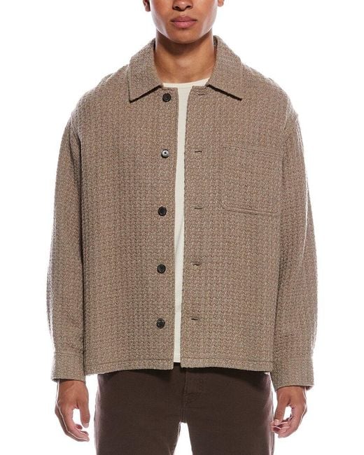 FRAME Brown Textured Wool-blend Shirt Jacket for men