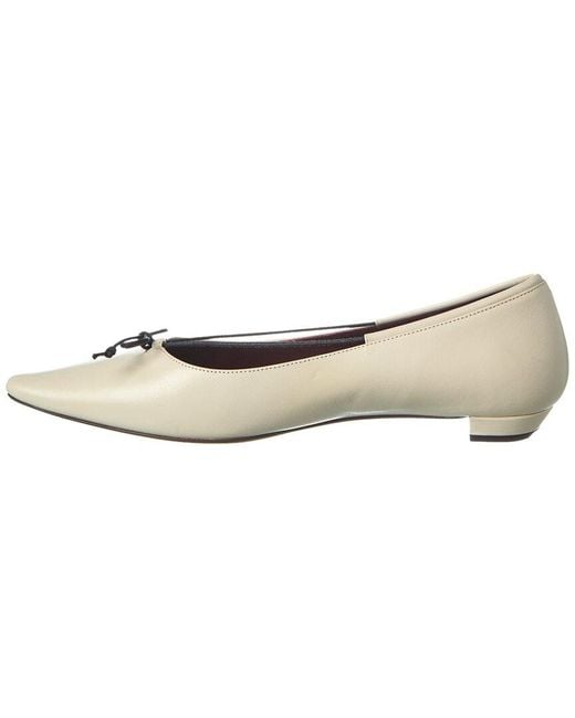 The Row White Claudette Bow Leather Flat