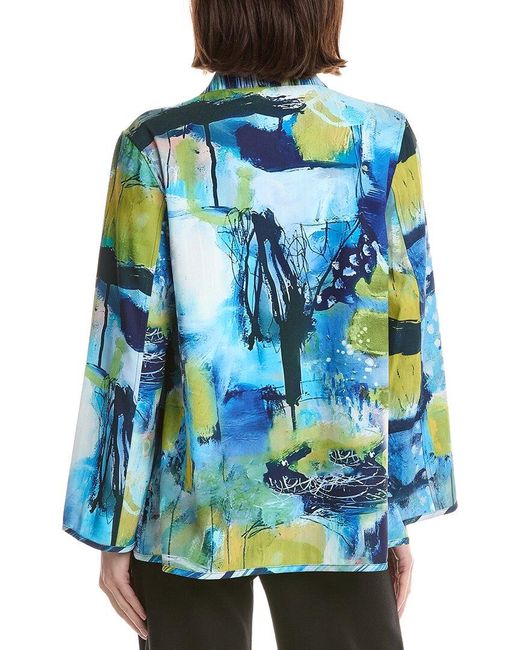 Lemon Grass Blue Stand Collar Reversible Jacket