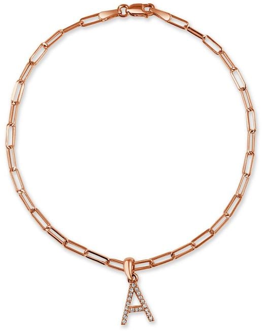 Sabrina Designs Natural 14K Rose 0.08 Ct. Tw. Diamond Initial Bracelet -Z)