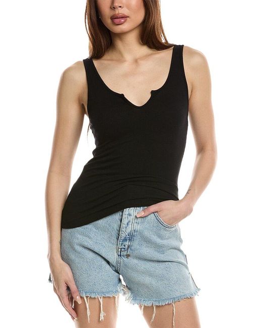 Lamade Black Lamade Notch Ribbed Tank