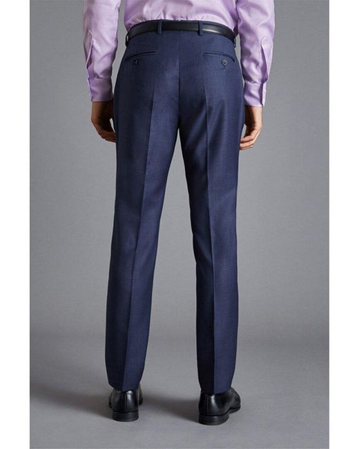 Charles Tyrwhitt Blue Italian Suit Slim Fit Wool Trouser for men