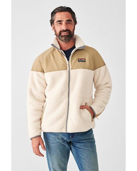 Faherty Brand Natural High Pile Fleece Vintage Zip Jacket for men