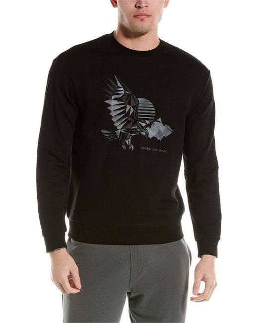 Armani Exchange Black Embroidered Graphic Crewneck Sweatshirt for men