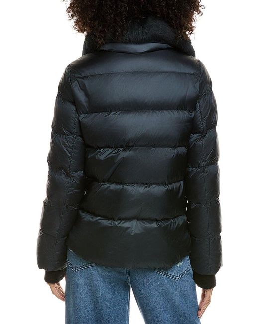 Dawn Levy Black Vera Down Fur Trim Jacket