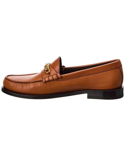Céline Brown Luco Chain Detail Leather Loafer