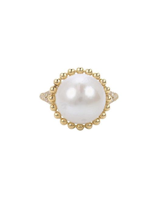 Pearls White Imperial Windsor 14K 0.02 Ct. Tw. Diamond 12-13Mm Freshwater Pearl Ring